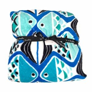 Vera Bradley Throw Blanket in Go Fish Blue, White, 80x50